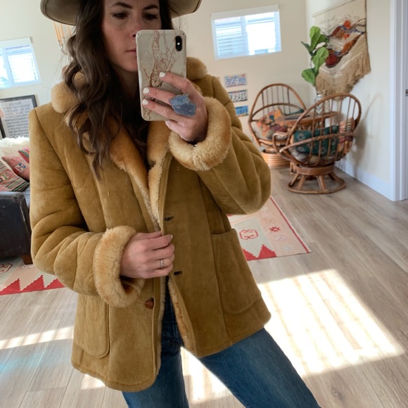 Jackets & Blazers - Vintage leather and fur desert coat